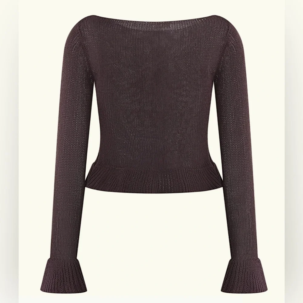 Meshki Plum Button-Front Knit Cardigan Set